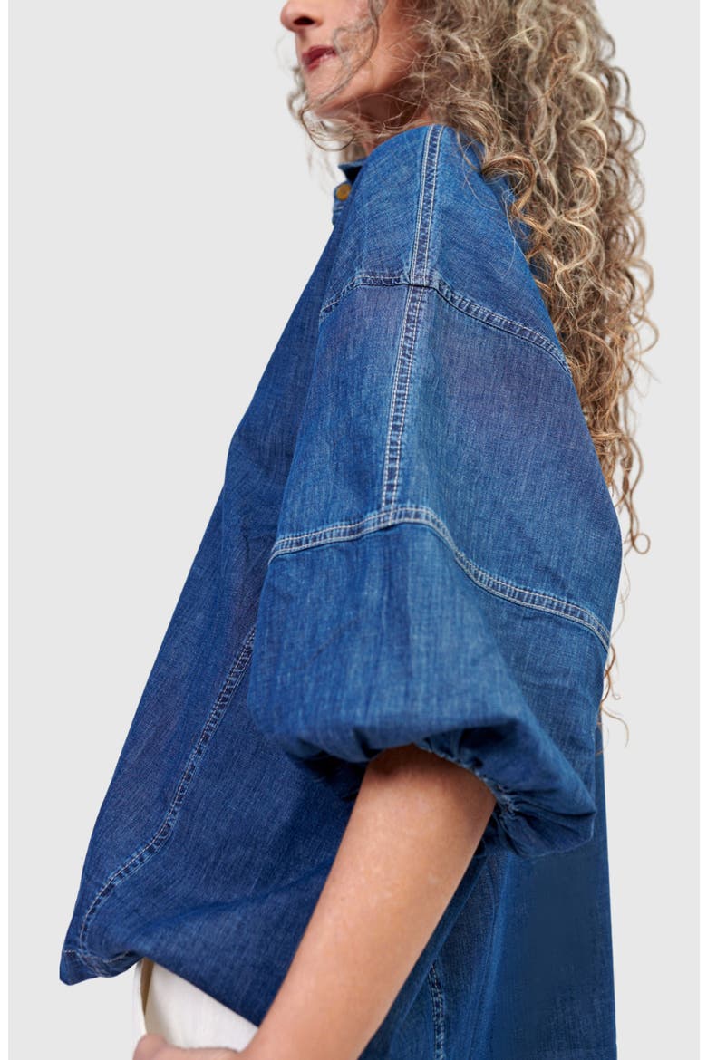 Pippa Relaxed Blouse, Alternate, color, Denim