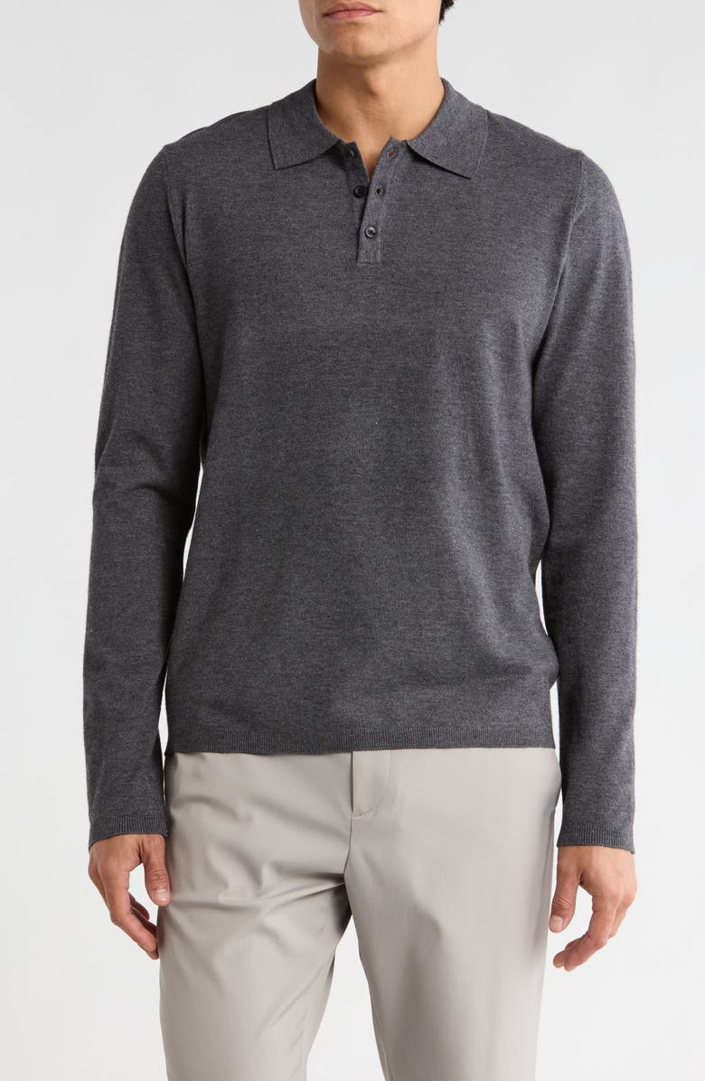 Robert Barakett Daniel Long Sleeve Polo Sweater, Main, color, Charcoal