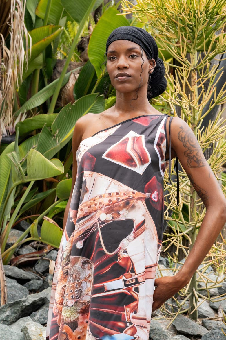 Machina Afrofuturism Halter Dress, Alternate, color, Multicolor