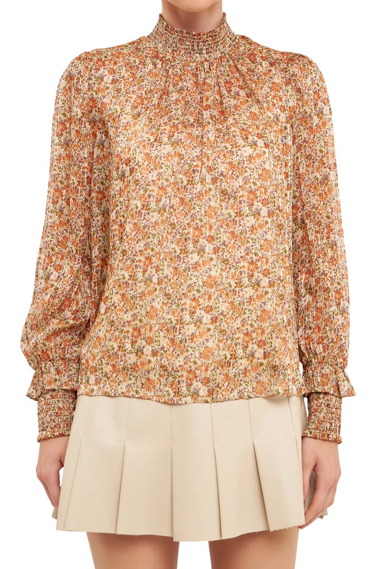 Floral Stripe Long Sleeve Chiffon Blouse, Alternate, color, IVORY MULTI