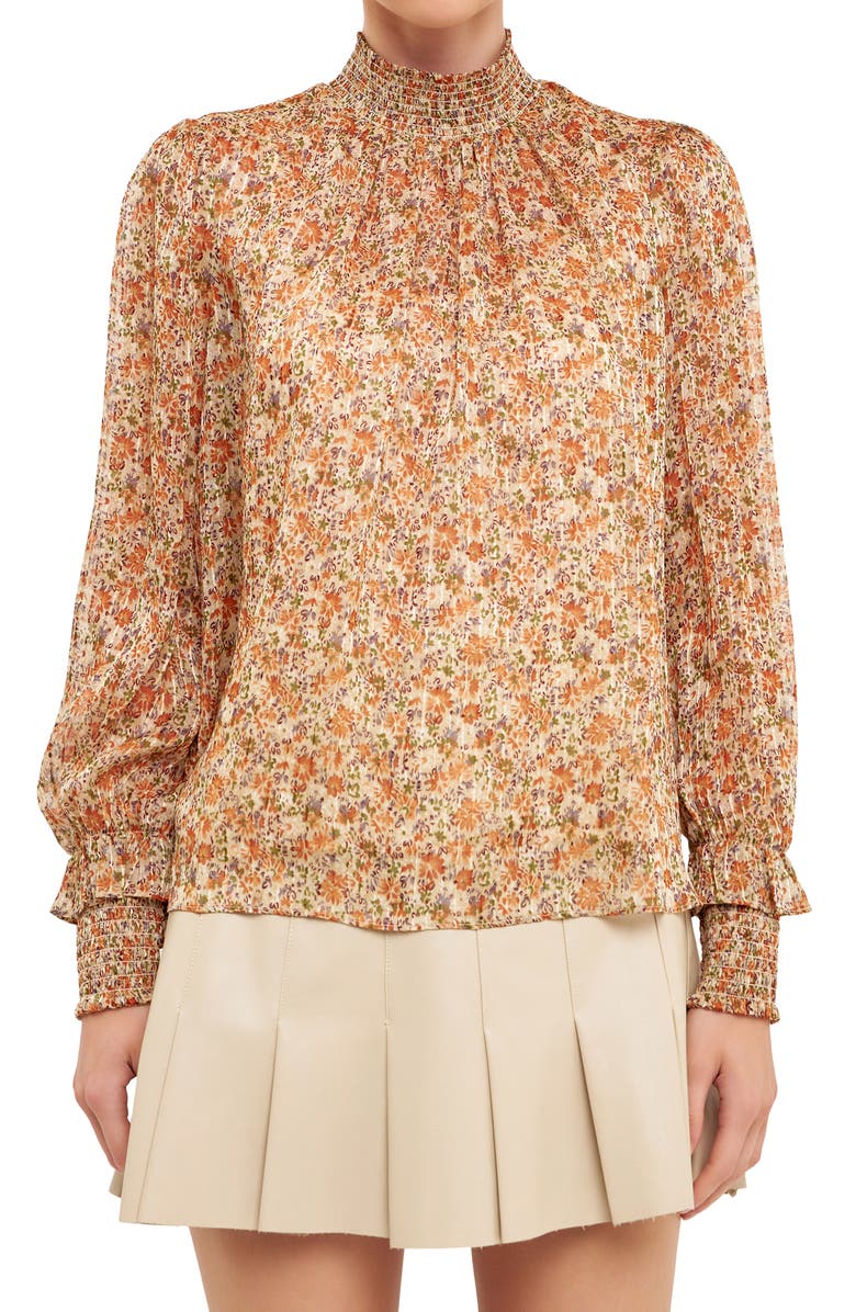 Endless Rose Floral Stripe Long Sleeve Chiffon Blouse, Alternate, color,