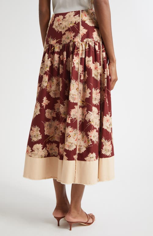 Cinq À Sept Mae Bouquet Fray Maxi Skirt In Brown