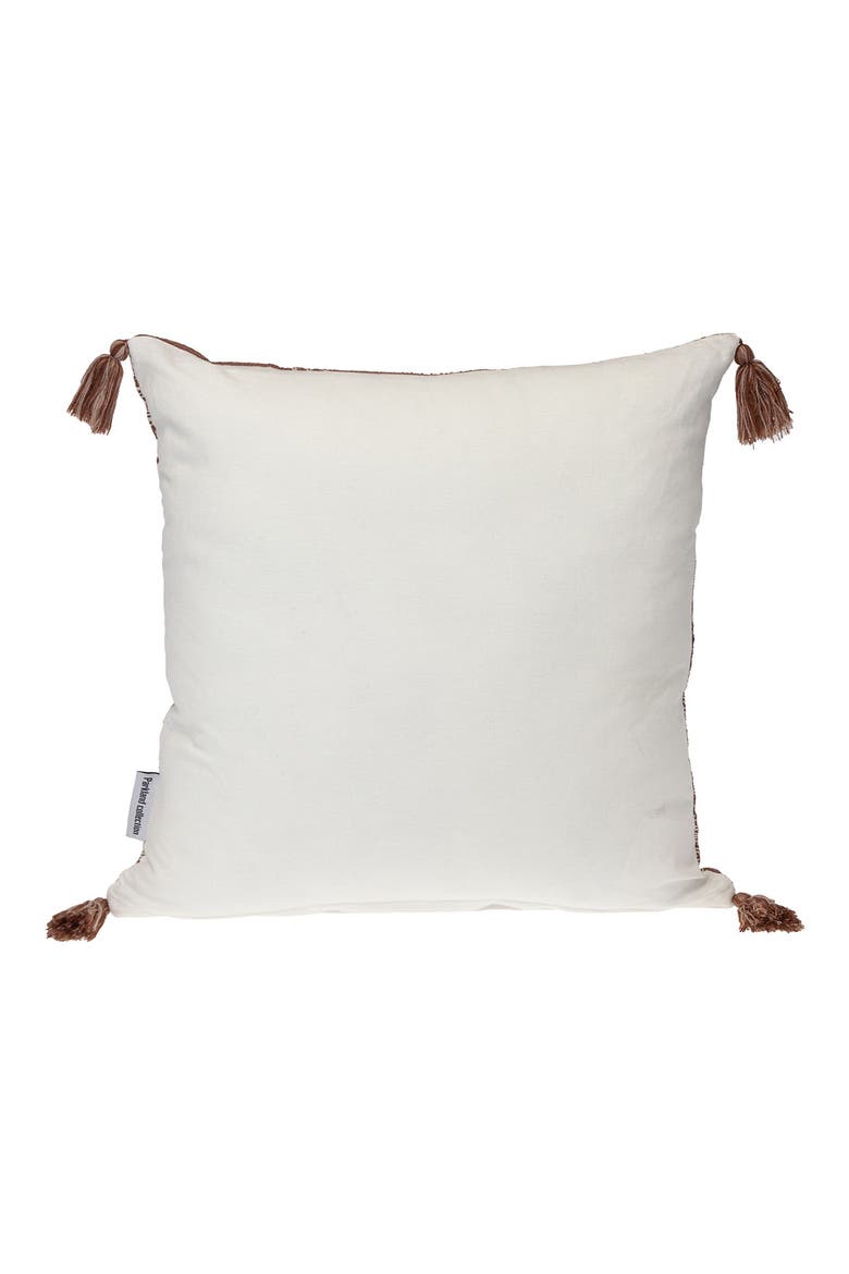 Tassel Trim Square Accent Pillow, Alternate, color, BROWN