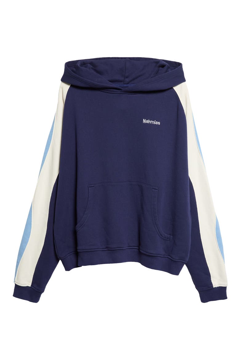 Ollie Paneled Cotton Hoodie, Alternate, color, WORN NAVY