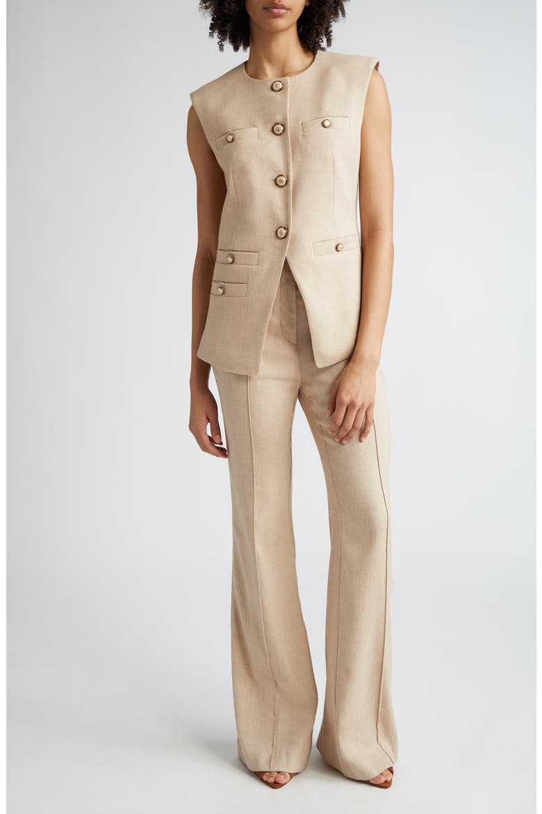 Tamara Linen Blend Twill Vest, Alternate, color, SANDALWOOD MELANGE