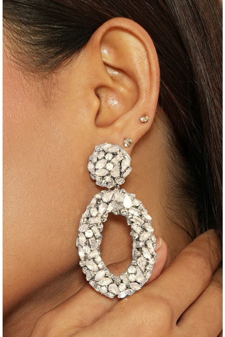 Dinorah Crystal Drop Earrings, Alternate, color, SILVER