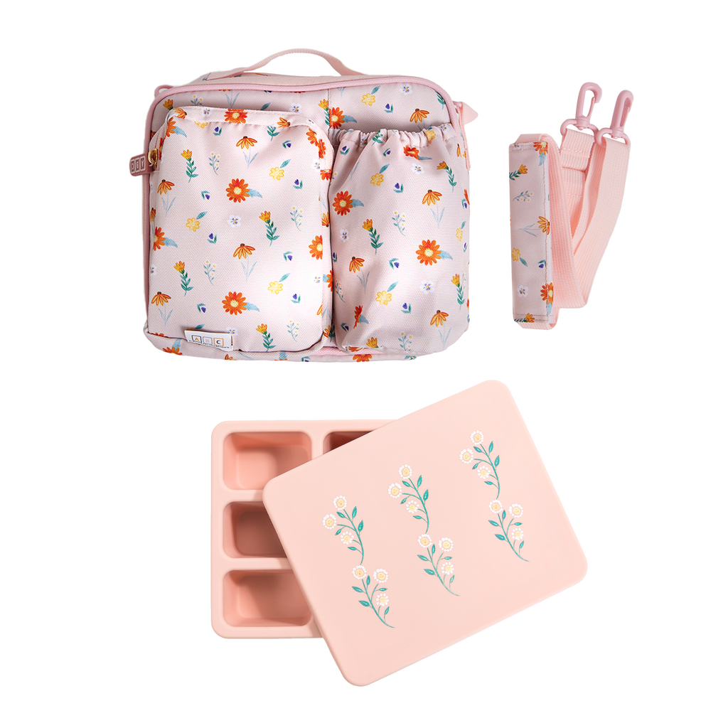 Austin Baby Co Bento Box and Lunch Bag Set in Wildflower Ripe Peach  product