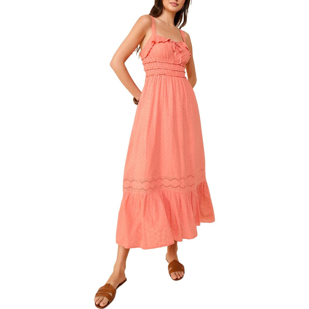 Friends Like These Broderie Anglais Ruffle Maxi Sundress in Orange  product