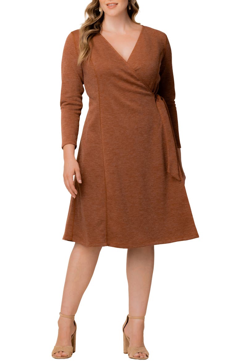 London Wrap Sweater Dress, Main, color, CINNAMON