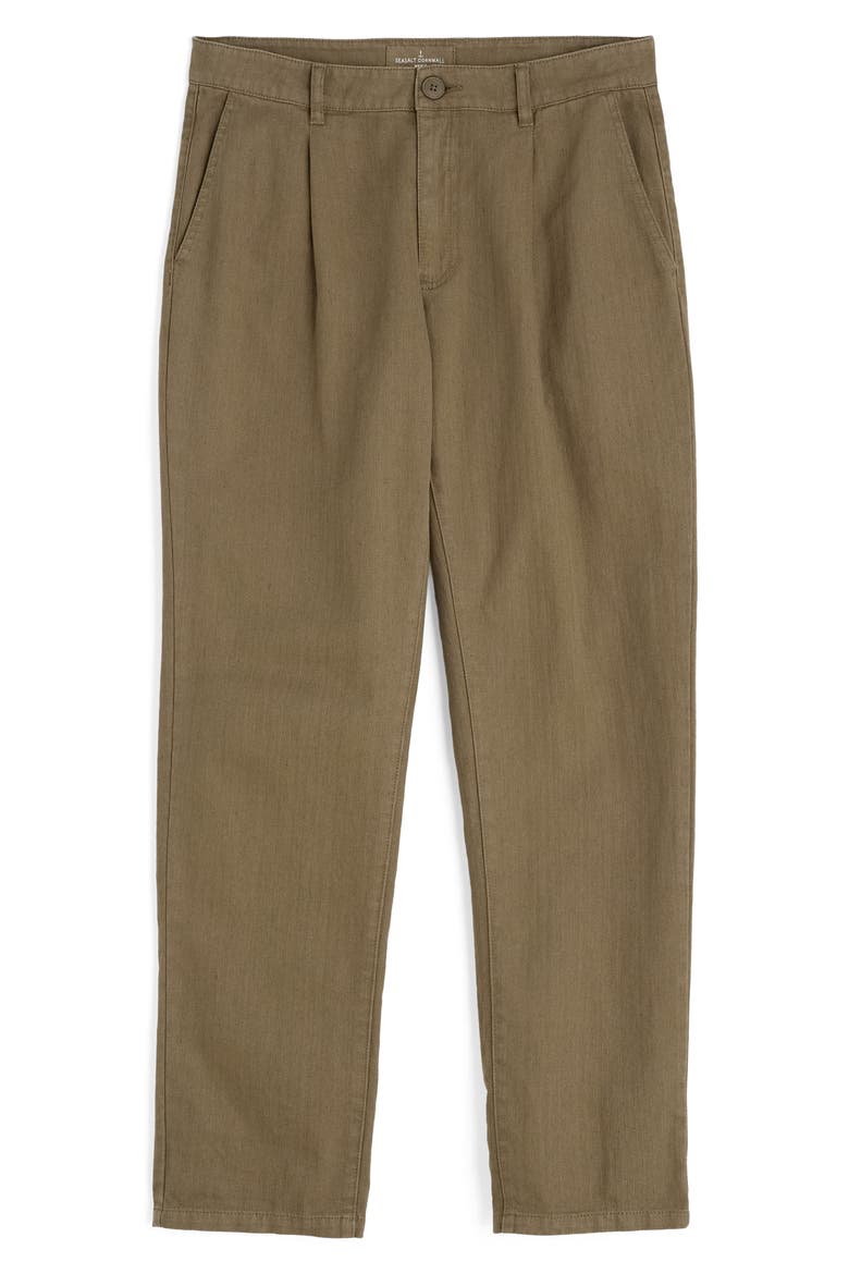 Helmsman Pleated Linen & Organic Cotton Herringbone Pants, Alternate, color, RIVERBED