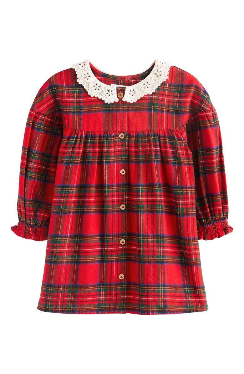 NEXT Kids' Plaid Long Sleeve Lace Collar Dress, Alternate, color, 