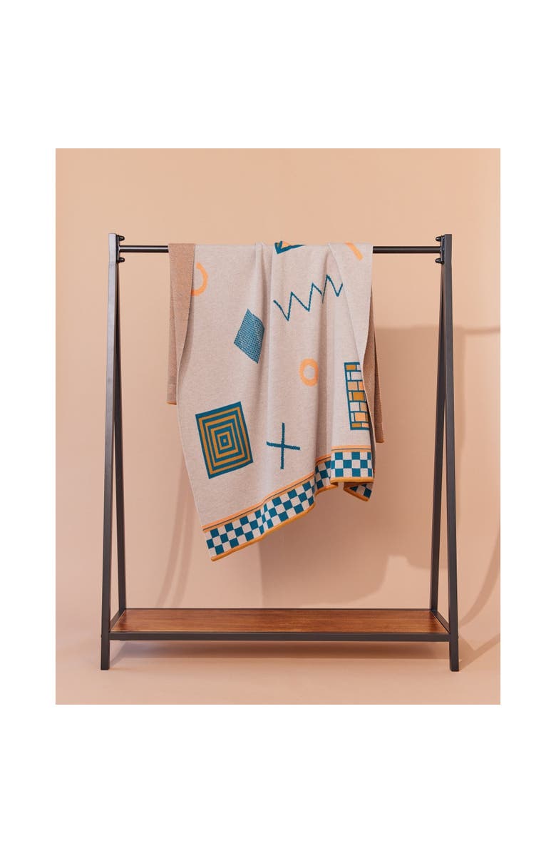 Biquette Shapes Knit Throw Blanket, Alternate, color, Secondary