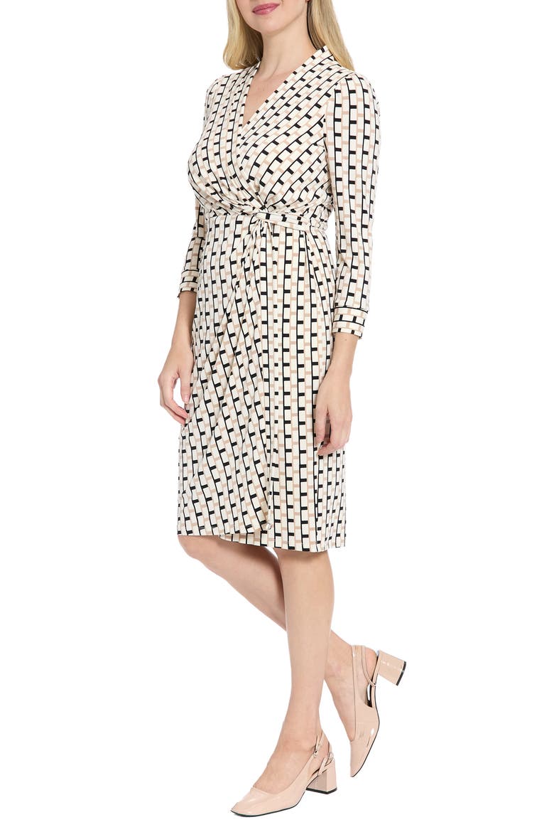 Twist Front Draped Sheath Dress, Alternate, color, BLACK/ CREAM