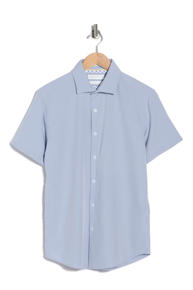 Zen Dressy Tech Short Sleeve Button-Up Shirt, Alternate, color, BLUE