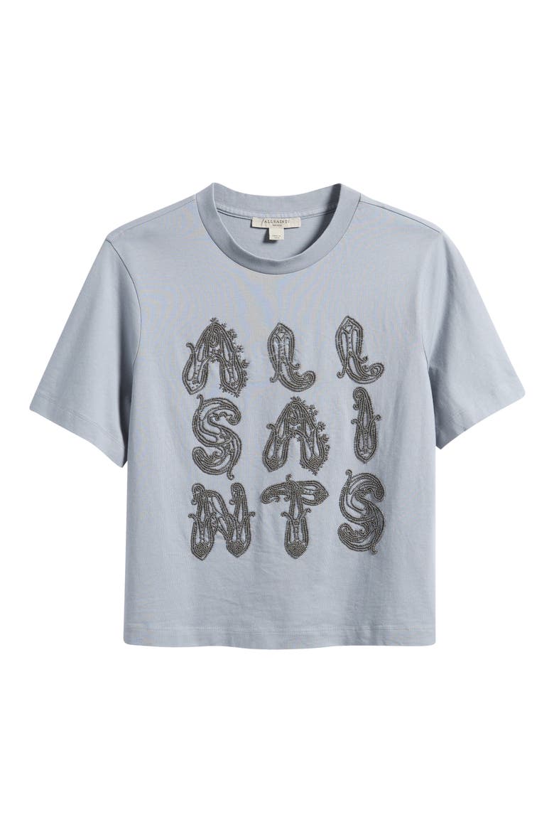 Ella Lisa Beaded Cotton T-Shirt, Alternate, color, QUARRY BLUE
