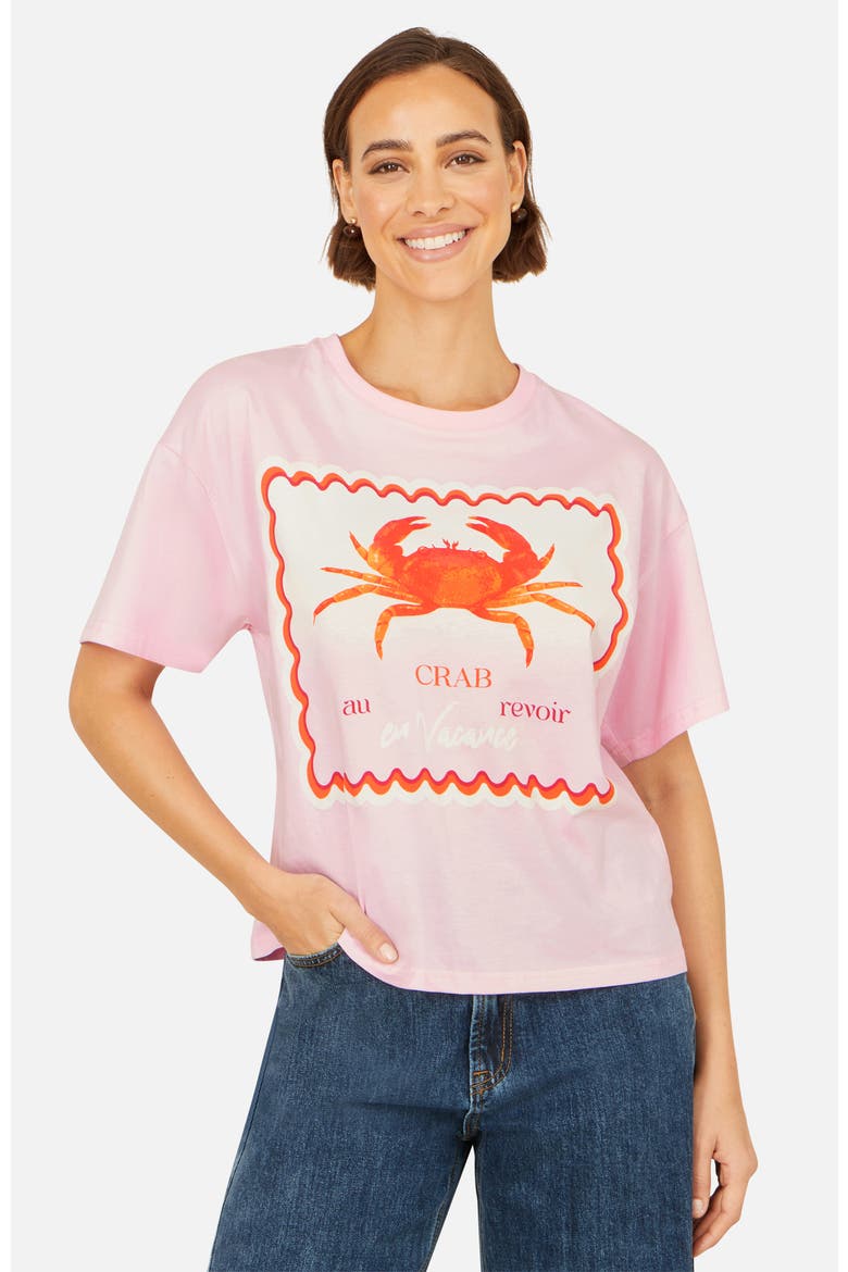 Crab Vacation Print T-Shirt, Alternate, color, Pink