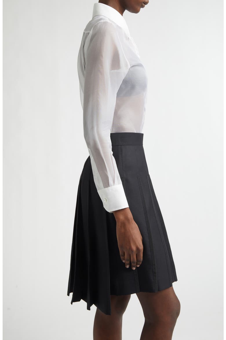 Silk Organza Button-Up Shirt, Alternate, color, WHITE