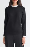 KASPER Contrast Lace Trim Collar Sweater