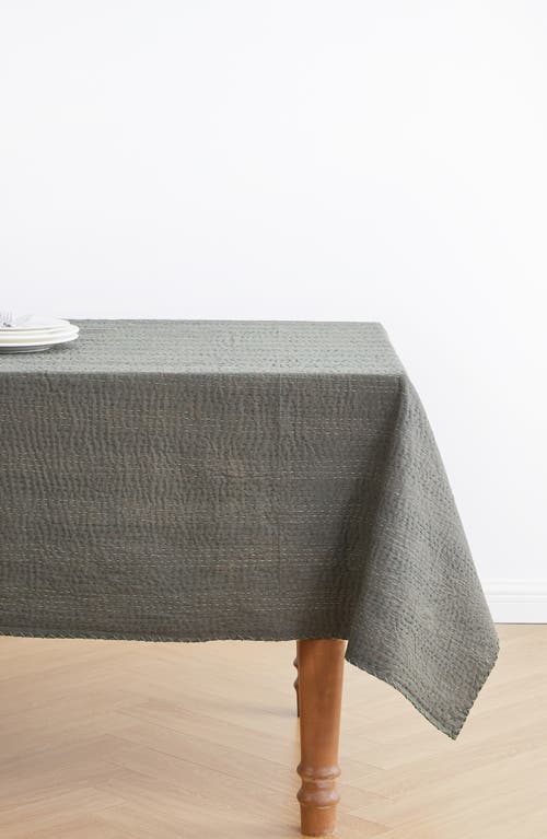 Melange Home Kantha Reversible Cotton Throw Blanket In Forest And Olive