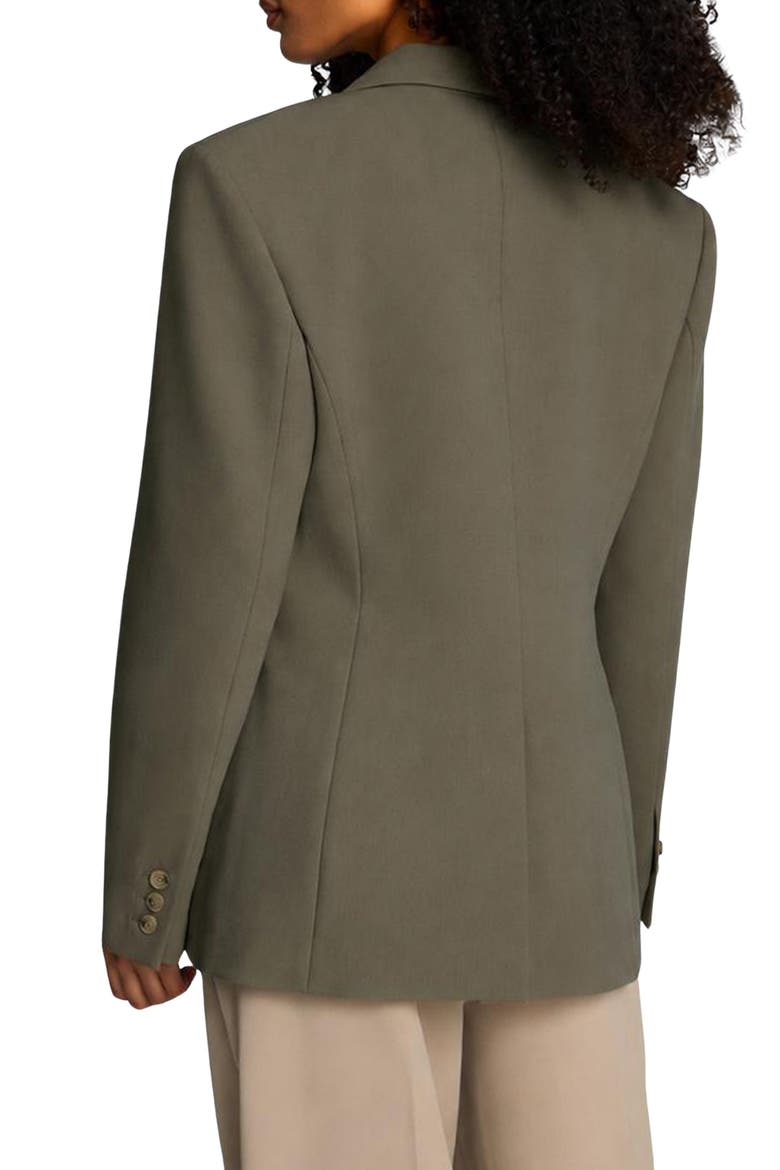 Peak Lapel Single Button Blazer, Alternate, color, TURTLE GREEN