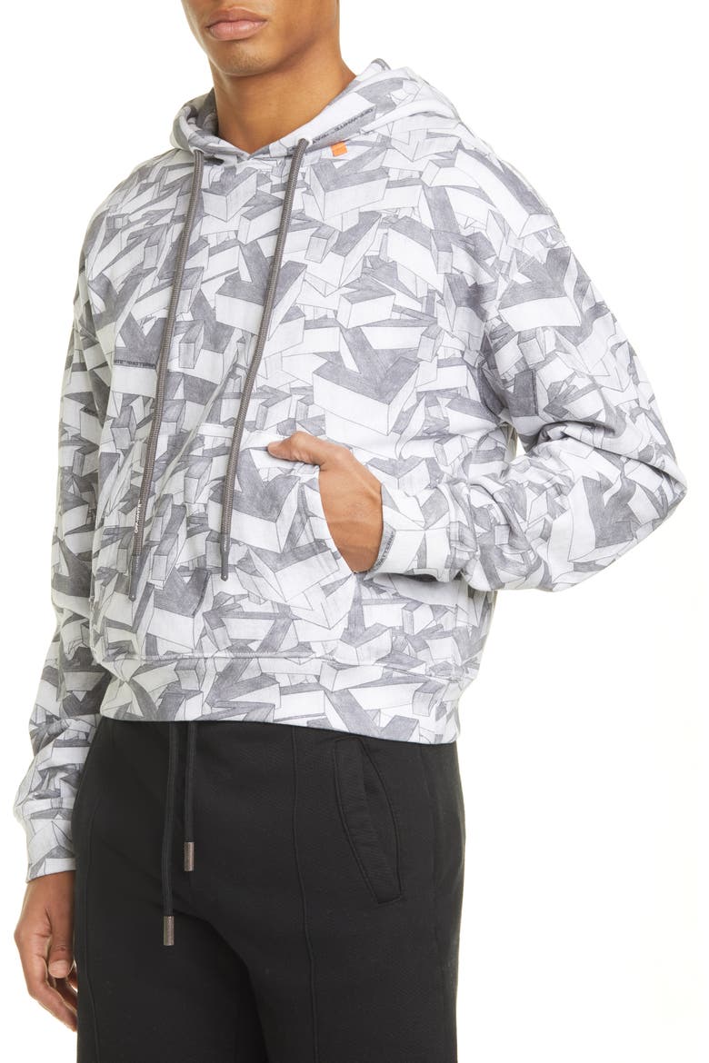 Arrows Print Cotton Hoodie, Alternate, color, ALL OVER BLACK