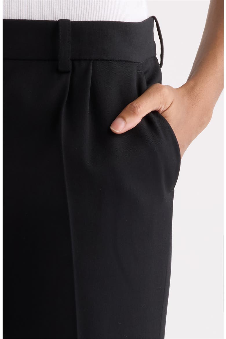 Slim Fit Pleated Tailored Wool Stretch Twill Pants, Alternate, color, 1000 BLACK