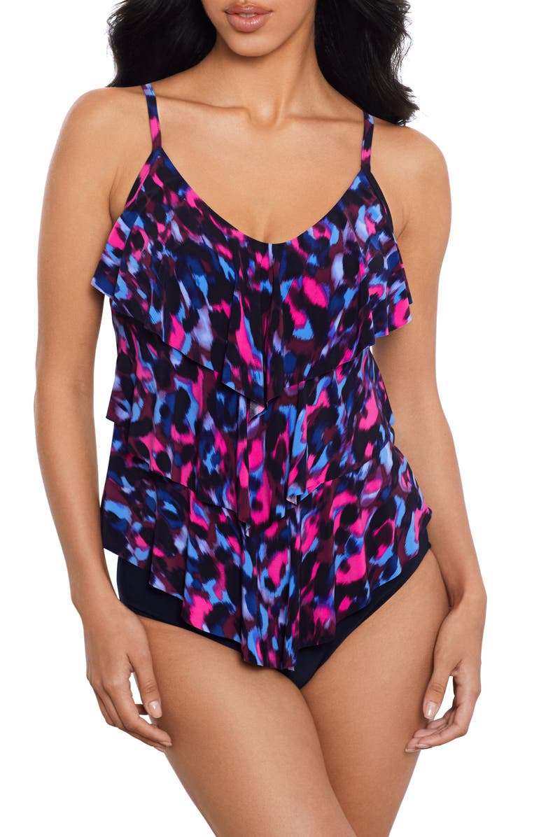 Magicsuit<sup>®</sup> Cherry Bomb Rita Tankini Top, Alternate, color, Black/ Blue Multi