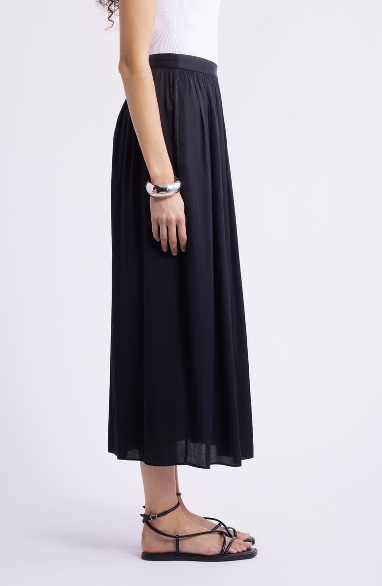 Nordstrom Gathered Midi Skirt, Alternate, color, Black