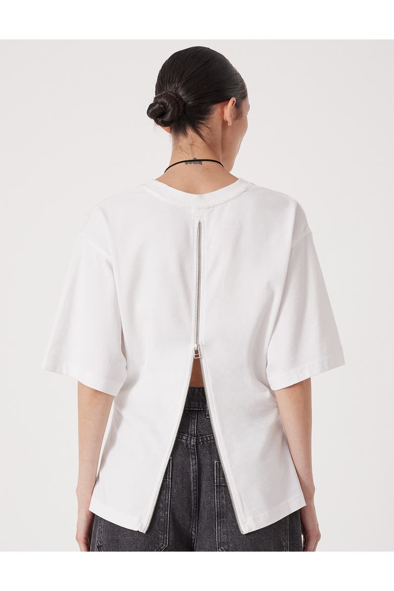 Zip Detail Short Sleeve T-Shirt, Alternate, color, White