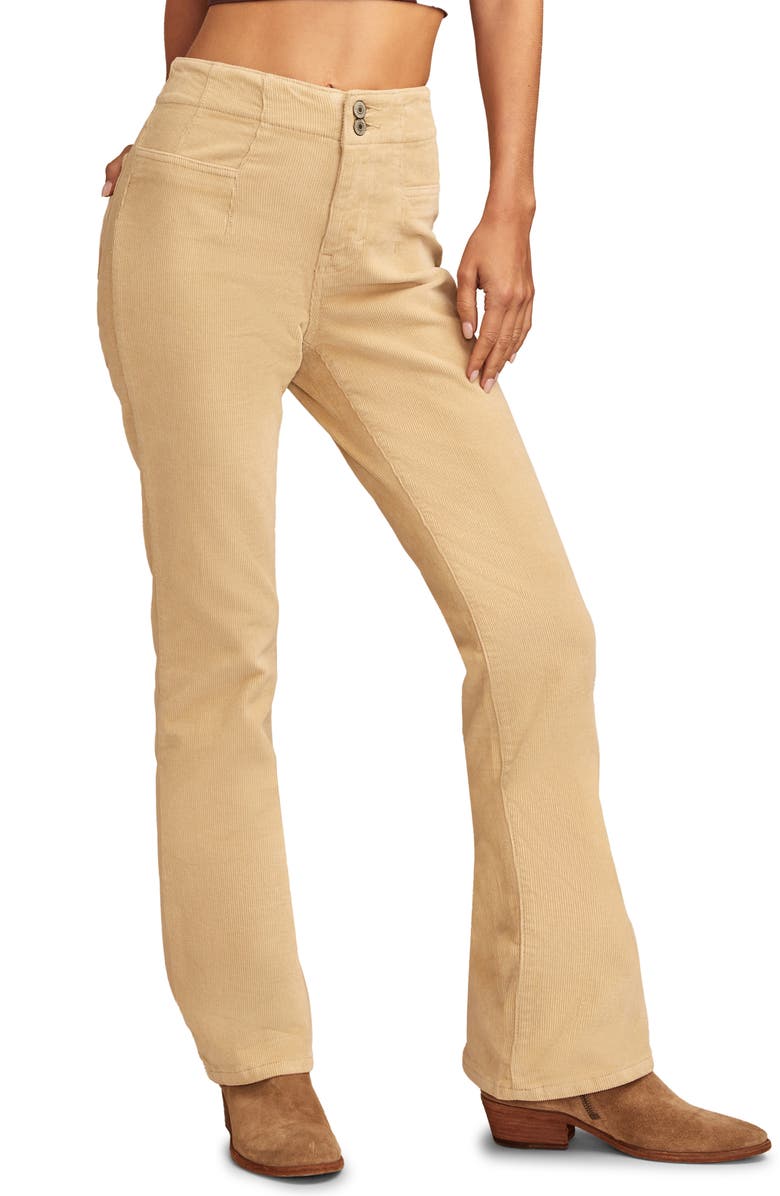 Lucky Brand Stevie Seamed High Waist Corduroy Flare Pants, Alternate, color, Stepstone Wash