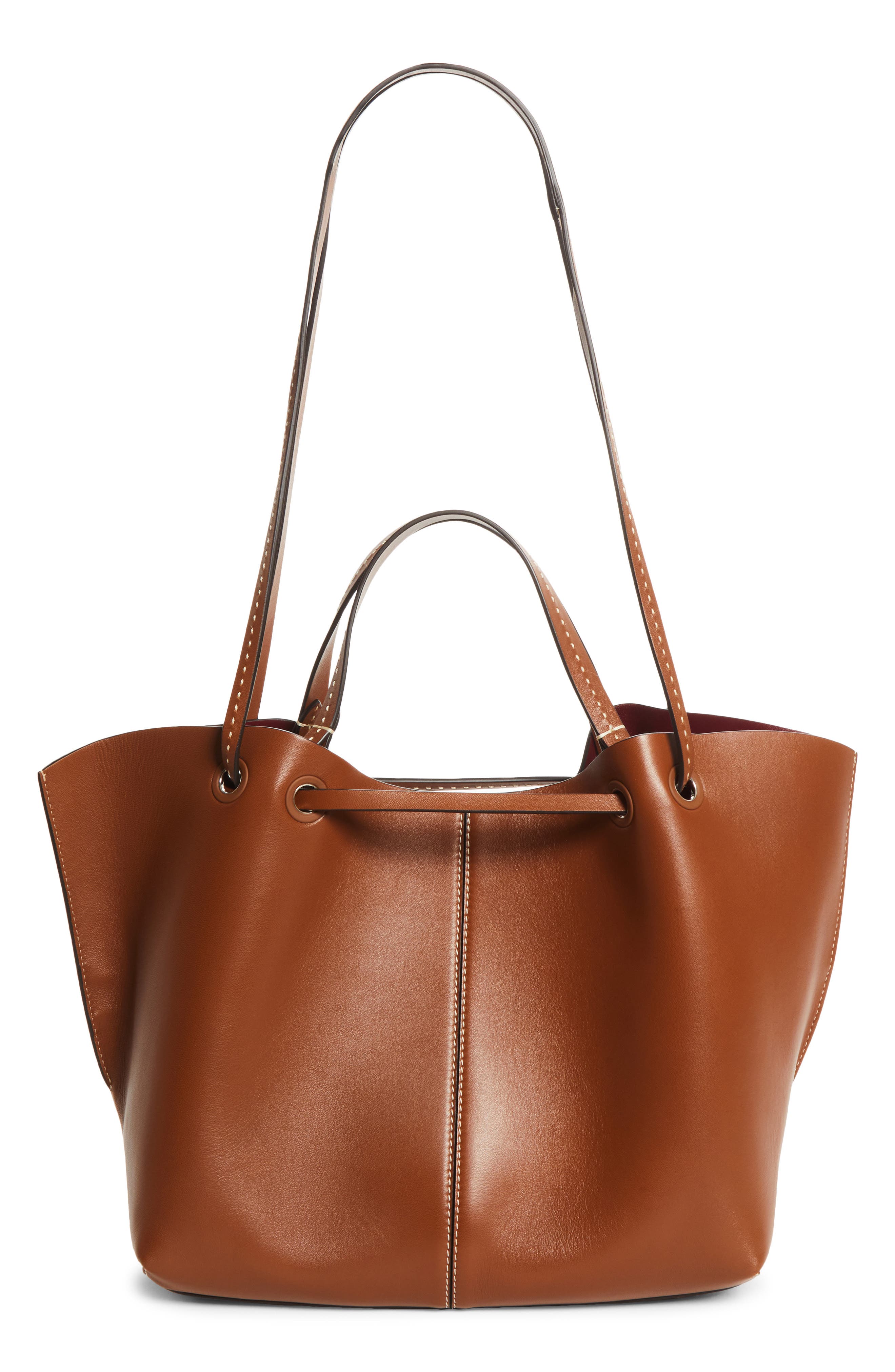 Max Mara Double Leather Shopper Tote, Alternate, color, Amber Brown