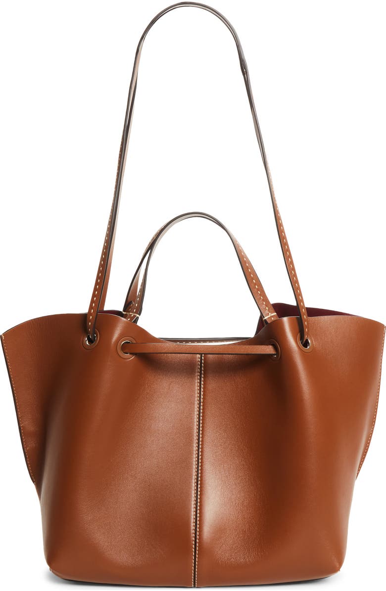 Max Mara Double Leather Shopper Tote, Alternate, color, Amber Brown