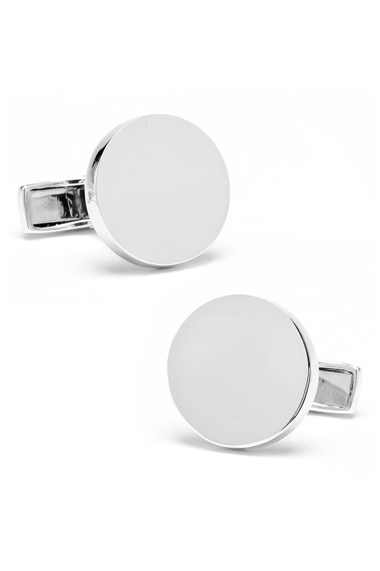 Round Sterling Silver Engravable Cuff Links, Main, color, SILVER