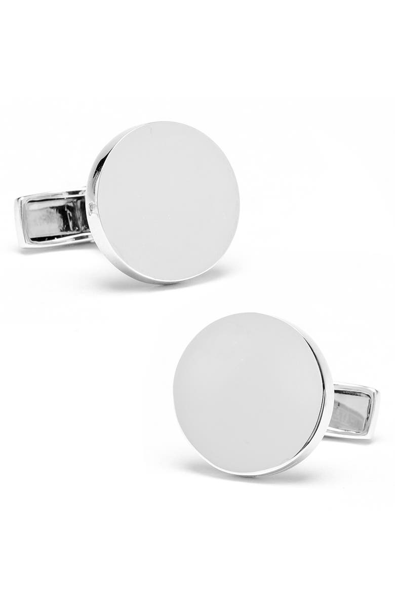 Cufflinks, Inc. Round Sterling Silver Engravable Cuff Links, Main, color, Silver