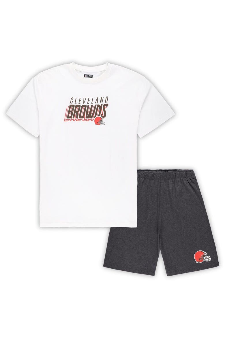 Men's Concepts Sport White/Charcoal Cleveland Browns Big & Tall T-Shirt and Shorts Set, Main, color, White