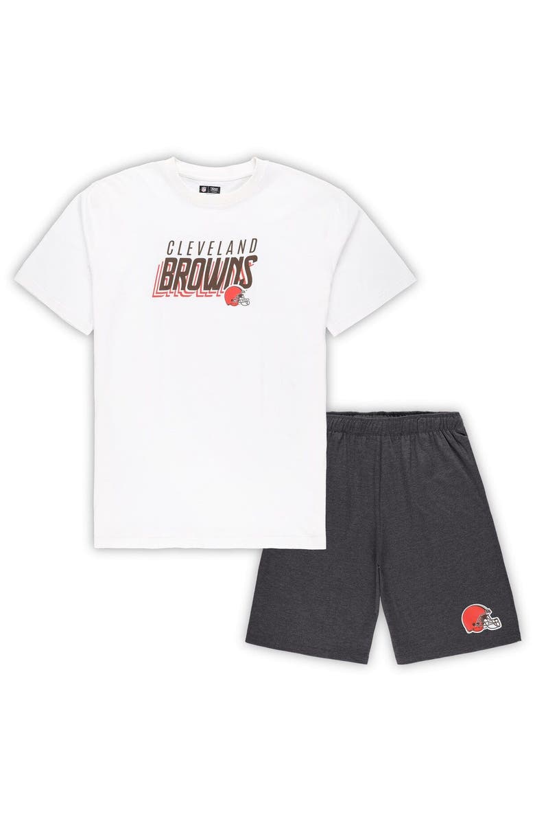CONCEPTS SPORT Men's Concepts Sport White/Charcoal Cleveland Browns Big & Tall T-Shirt and Shorts Set, Main, color, White