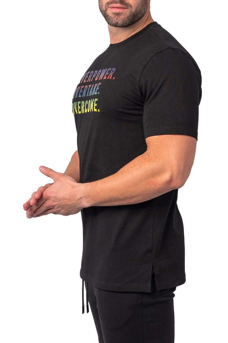 Rainbow Cotton Blend Graphic Tee, Alternate, color, BLACK