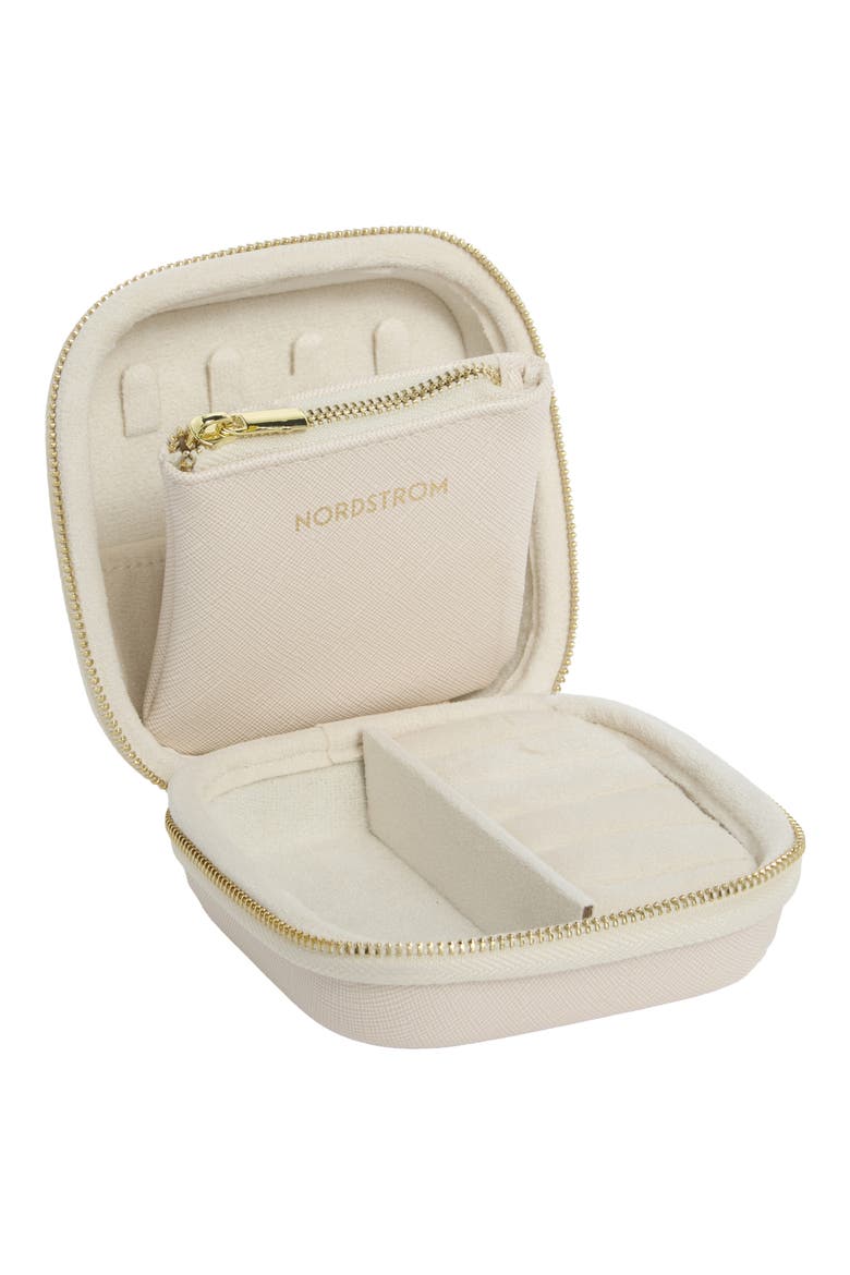 Square Zip Jewelry Box, Alternate, color, CREAM
