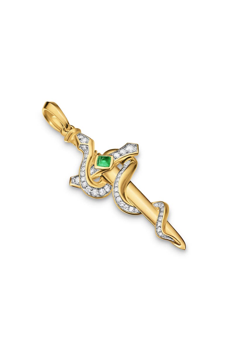 David Yurman Men's Ouroboros Snake Amulet with Diamonds, Main, color, Emerald