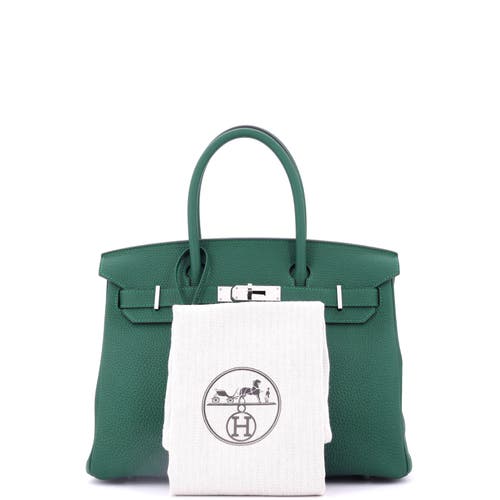 Pre-owned Hermes Hermes Birkin Handbag Green Togo With Palladium Hardware 30 In Green