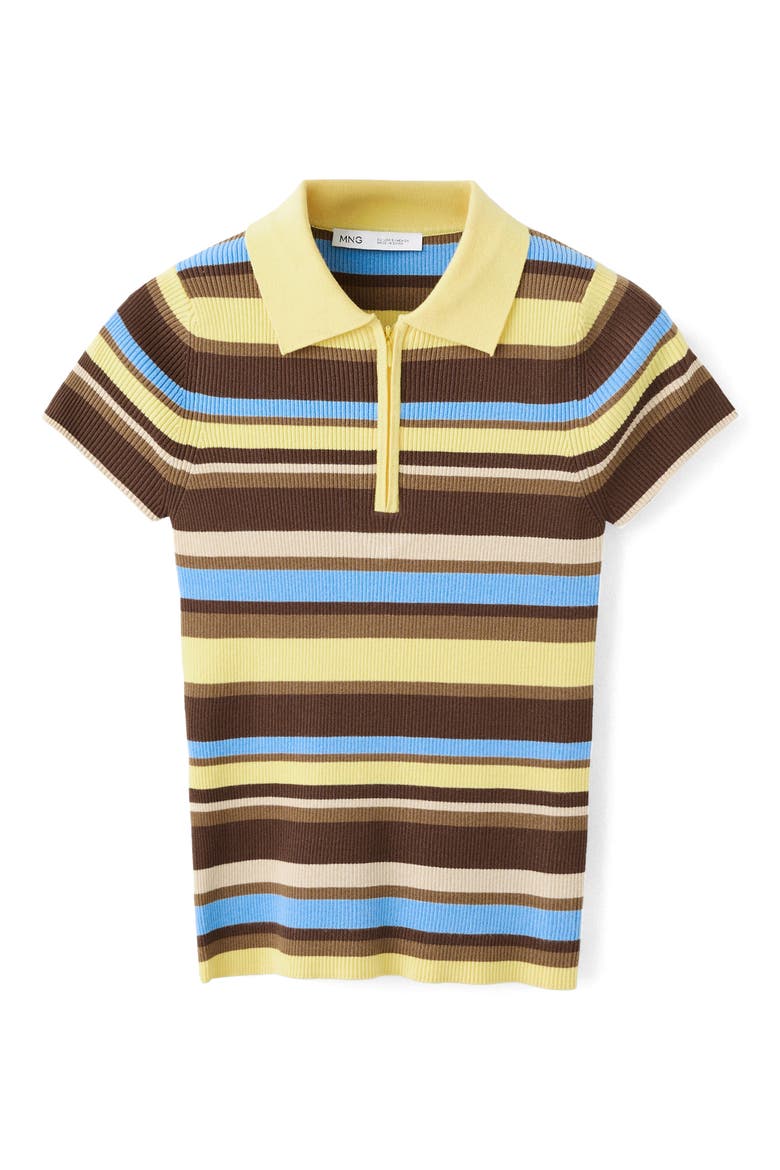 Raquel Stripe Jersey Half Zip Polo Sweater, Alternate, color, PASTEL YELLOW