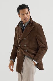 Brunello Cucinelli Suede pea coat