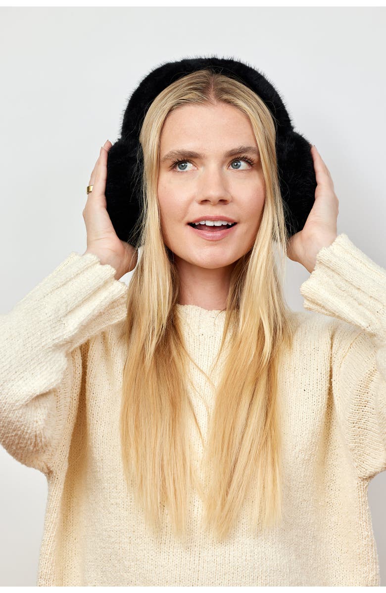 Hat Attack Faux Fur Earmuff, Alternate, color, Black