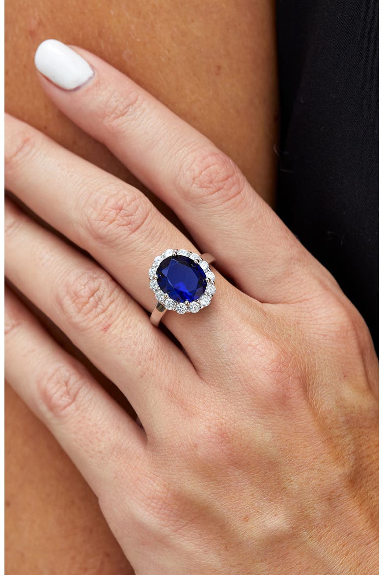 Diana Cubic Zirconia Halo Ring, Alternate, color, BLUE