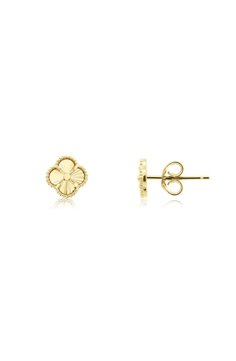 The Lovery Fine Jewelry Fluted Gold Clover Stud Earrings, Main, color, Yellow Gold