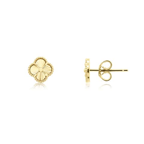 Fluted Gold Clover Stud Earrings