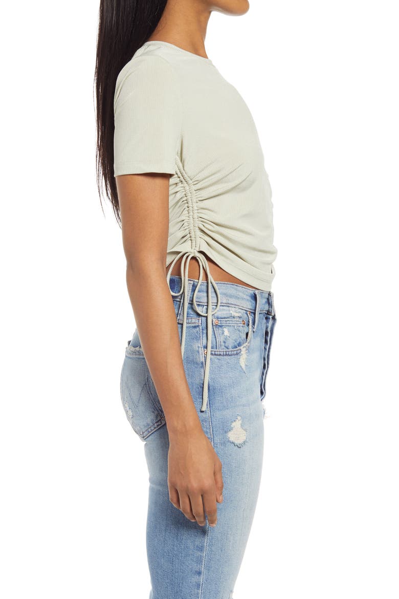 Side Tie Ribbed Tee, Alternate, color, SAGE