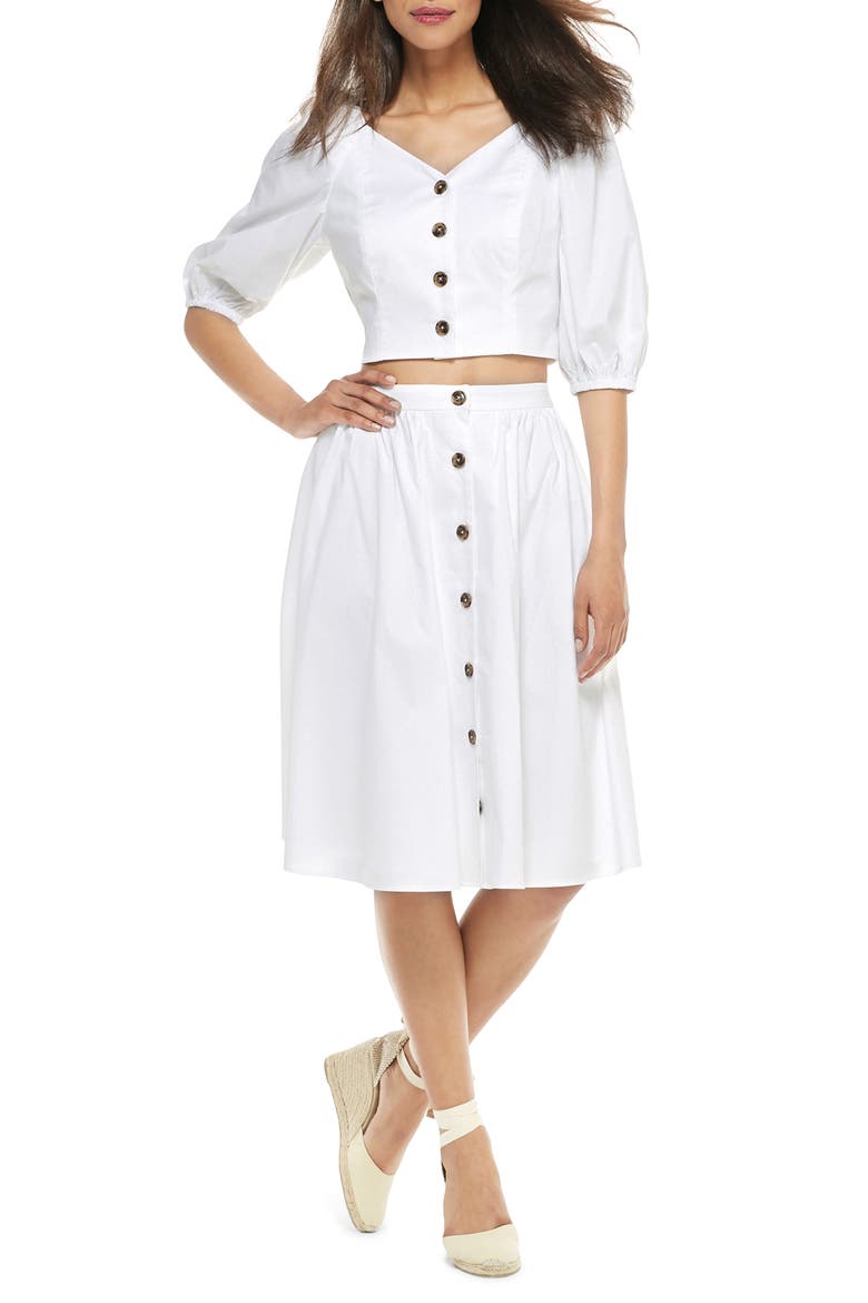 India Button-Up Two-Piece Dress, Alternate, color, WHITE