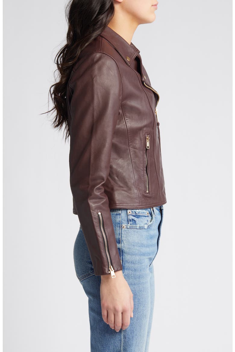 Neve Leather Moto Jacket, Alternate, color, OXBLOOD RED