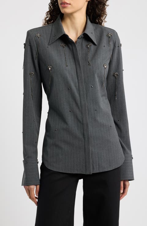Bridget Embellished Pinstripe Shirt